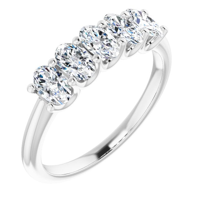 1.05 ct. Oval Cut Diamond Wedding Band 5 Stone Anniversary Ring-VIRABYANI